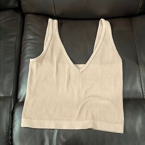 Free People Tan Ribbed Crop Tank Top